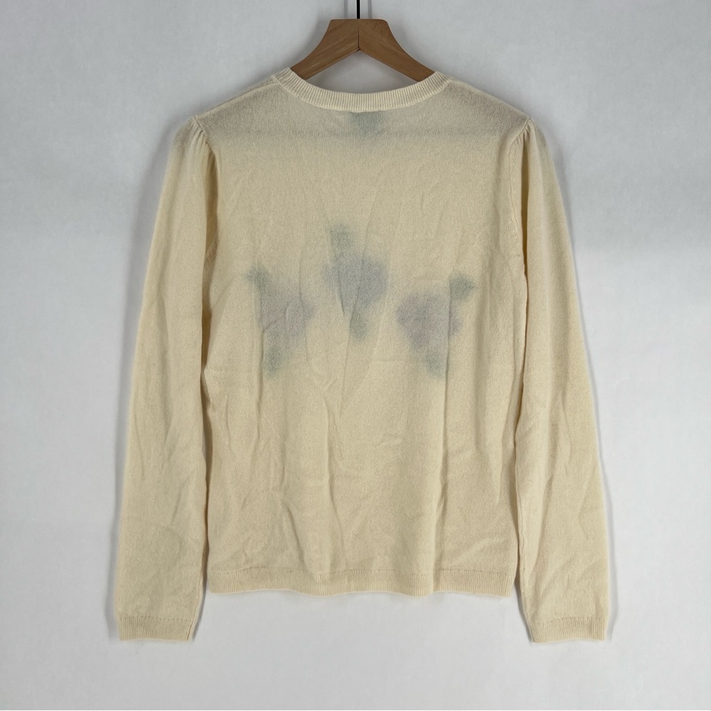 Two Bees Cashmere Intarsia Hydrangea Long Sleeve Sweater Soft‎ Luxury Size S - Picture 6 of 11